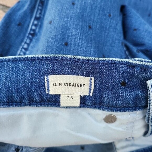 Madewell Woman's VTG Slim Straight Med Wash Embroidered Polka Dot Jeans Sz 28 - Picture 5 of 9